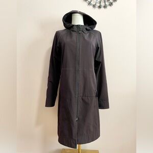 LULULEMON Black Trench Coat Hooded Jacket. Size 6